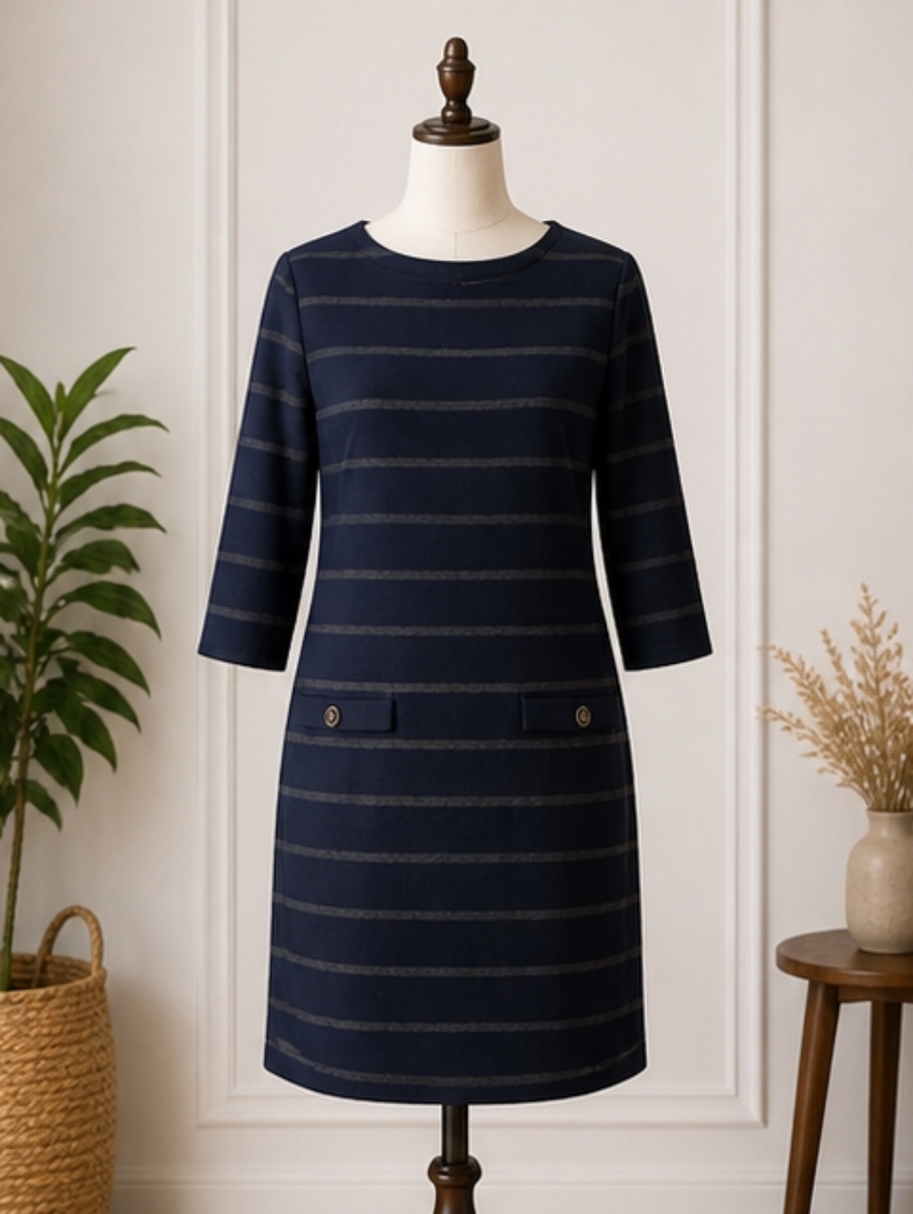 Banana Republic Factory Navy Striped Sweater Dress Medium